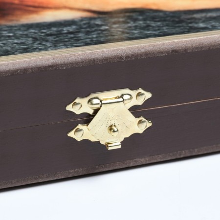 Backgammon "lion", wooden board 50 x 50 cm, with a field for playing checkers-5