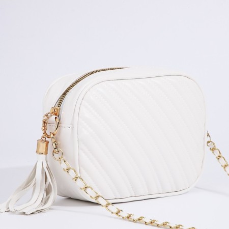 Bag Cross-Bodi with a zipper, white color-2