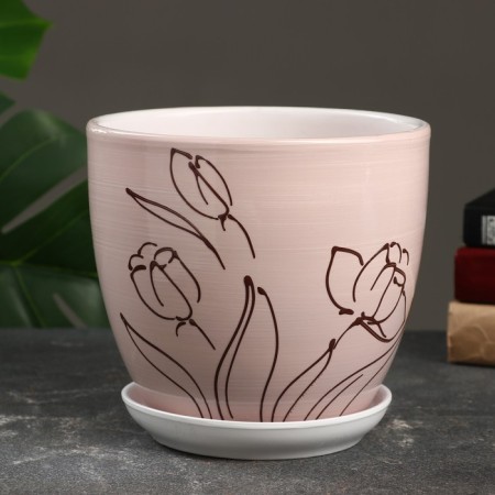 Flower Pot "Flowers" 2.5 l, white-1