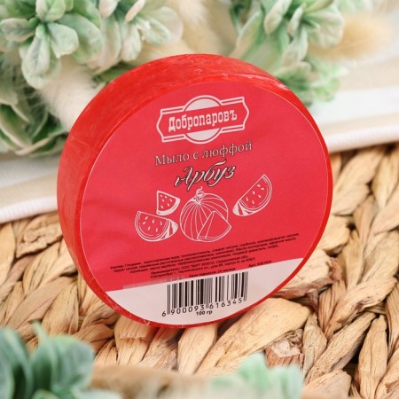 Massage soap with Luffa "watermelon" 100 g "Dobroparov"-1