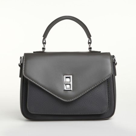Women's bag on the Textura valve, small size, dark gray color