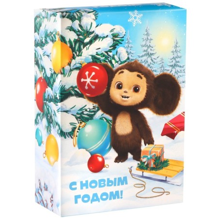 Gift box "New Year" 16x23x7.5 cm, Cheburashka-2