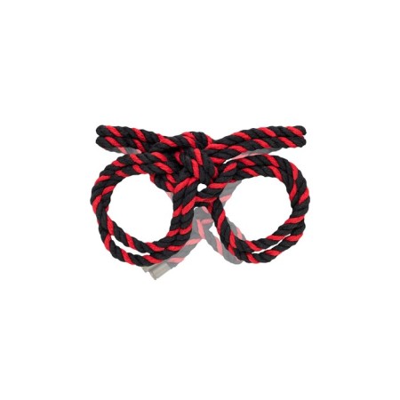 Handcuffs from the cotton rope "Knot-omega", 3.5 m, black and red color-1