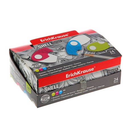 Eraser in the plastic case Erichkrause Shell, soft, hypoallergenic, mix-3