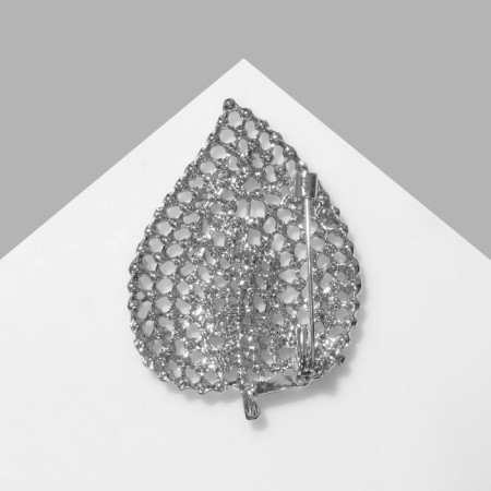 Brooch "Liszt" Pearl side, white blue in silver-1