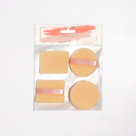 Pugs for makeup, set - 4 pcs, d = 5 cm / 5.5 × 4.4 cm, with a holder, beige color-2