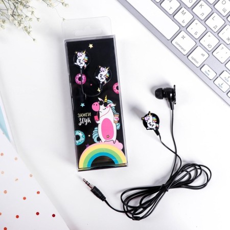 The headphones wired in the box, “unicorn - light sound”, vacuum, black-2