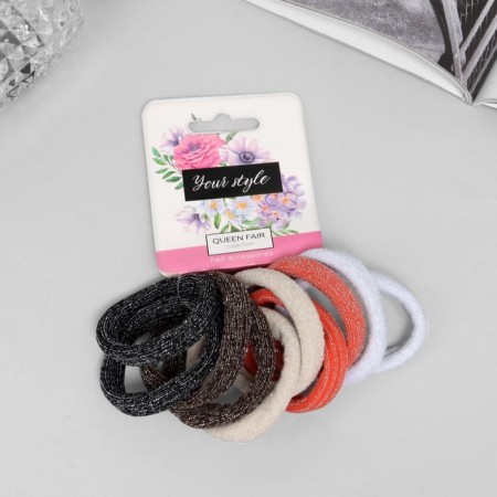 Hair elastic band "Cindy" (set 10 pcs) shine luxury, 4.5 cm, mix
