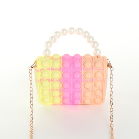 Baby bag on the castle, beige color/pink/yellow-1