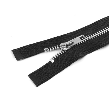 Metallic lightning, No. 5, 2 runners, connective, automatic locks, 110 cm, black color/nickel-1