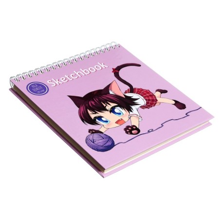 Sketchbook (165 x 165 mm) 40 sheets on the crest "Cat Girl", solid cover, glossy lamination, block 100 g/m2-1
