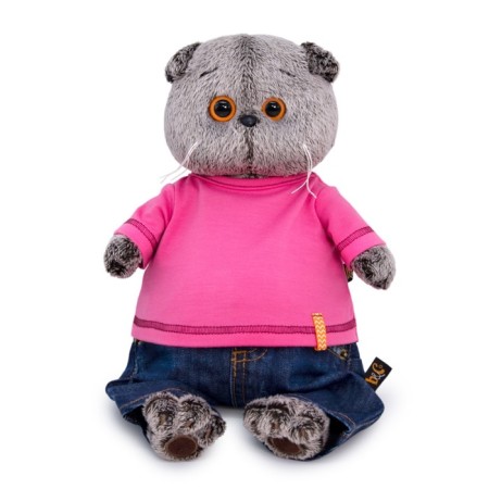 Soft toy "Basik in jeans and raspberry t -shirt", 25 cm-4