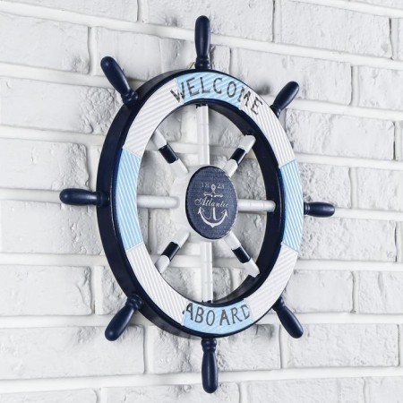 Interior decor "helm" on the wall, white-blue, 45 x 45 x 3 cm-1