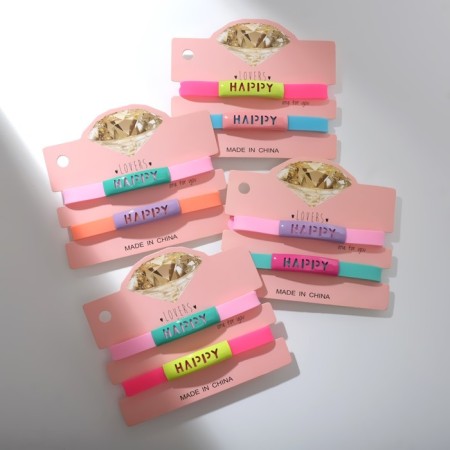 Bracelets "Demetrons" Silicone, Happy, Mix color, 20 size-2