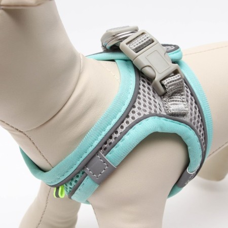 A set with a soft harness, fast-open, XS, leash 150 x 1.5 cm, Osh 29-32 cm, OG 31-34 cm, turquoise-3