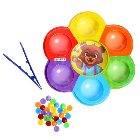 Sorter "Mishkina Conflows", 6 colors, with tweezers, according to the Montessori methodology-1