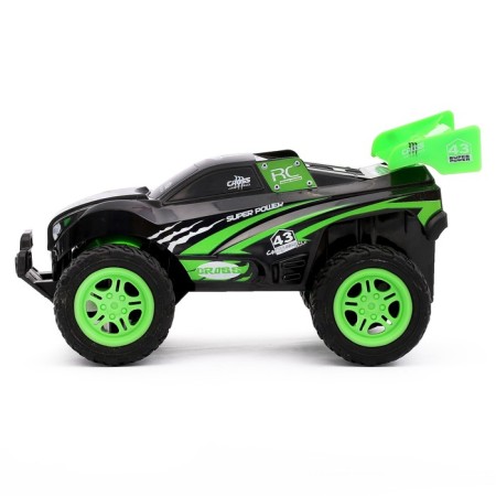 A radio -controlled “researcher” jeep works on batteries, green color-1