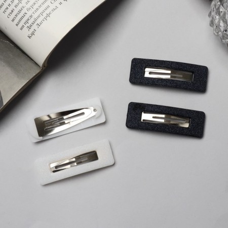 Invisibility for hair "Florence" (set 4 pcs) Geometry, 5 cm, black and white-1