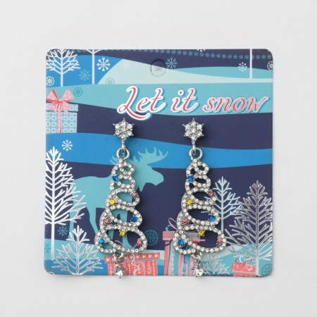 New Year! Earrings "New Year" spiral-Christmas tree, colored in silver-4