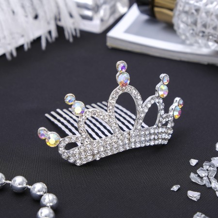 Hair diadem "Royal Special" Crystals, 4x8 cm, silver