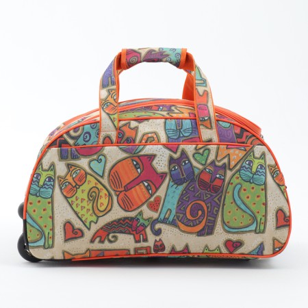 Road bag on wheels, lightning department, outer pocket, orange/multi -colored-1