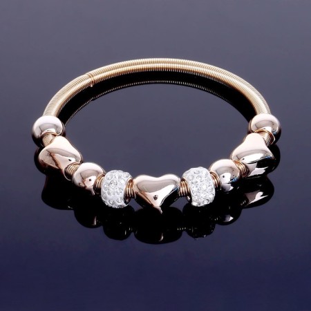 Bracelet with Mardgeri rhinestones, white color in gold, d = 6.5 cm-2