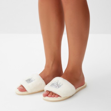 Women's slippers with an open nose size 40-41, white color-1