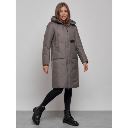 Coat insulated winter female, size 44, dark gray color-1