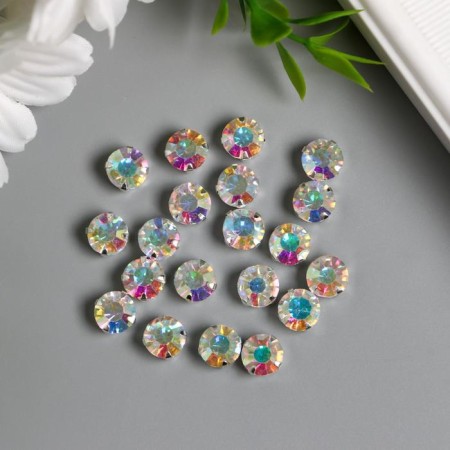 Crystal rhinestones in the DACs/silver "Astra" 8mm, 20pcs/pack, transparent