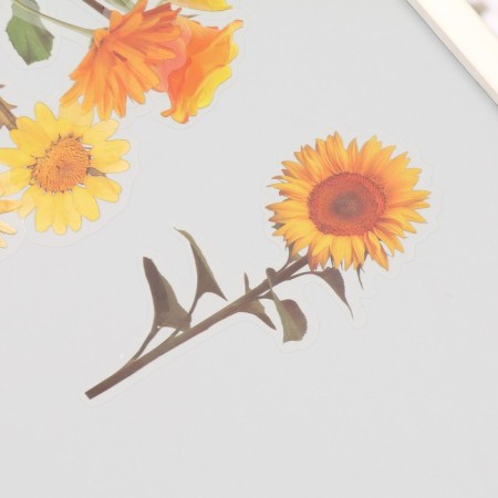 Plastic stickers "Flowers and quotes. Yellow" set 12 pcs 8.5x21.5x0.2 cm-2