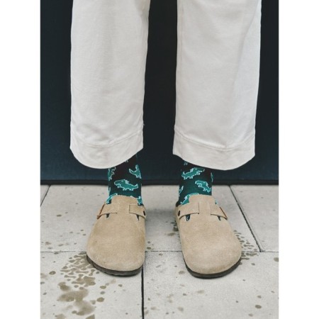 Male cotton socks diwari happy "dinosaurs", size 29, dark green color