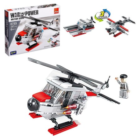 Constructor military "Helicopter", 3 in 1, 187 parts
