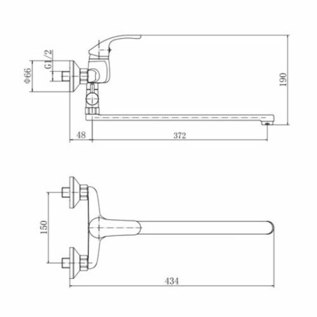 Fashun A2236 bath mixer, single -leaf, pour 370 mm, with a shower set, chrome-1