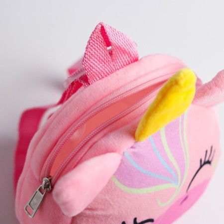 Baby plush backpack for the girl "Magic Unicorn", 18x18 cm
