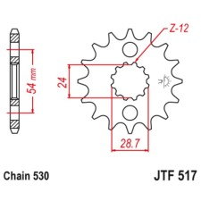 Front Presenter Star JTF517 for a motorcycle, steel, chain 530, 18 teeth