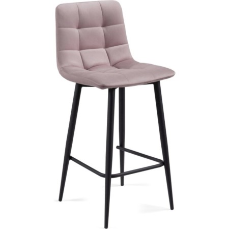 Baric stool for metal/velor, black/pink 43x42x93 cm