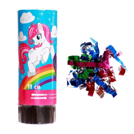 Spring clap "Pony", confetti, serpentine, 11 cm-3