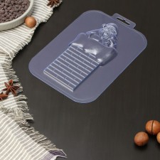 Form for chocolate and sweets Plastic “Santa on the pipe”, product size 17 × 8.3 × 1 cm, color transparent color