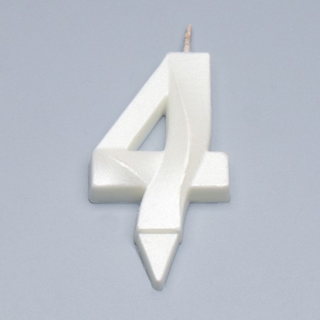 Candle in the cake "Gran + Fountain", number "4", pearl, 6.5 cm-2