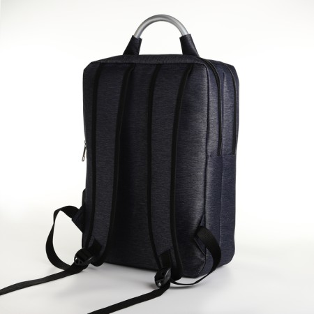 City backpack on a zipper, 2 pockets, with USB, blue color-3