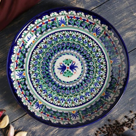 Largan Rishtan ceramics "Patterns", 25 cm, blue-7