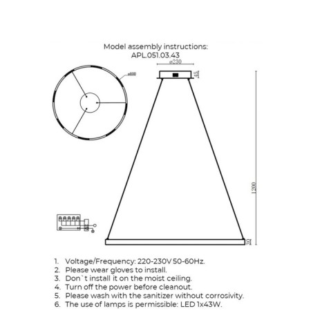 Suspended chandelier Noella LED 4000K 43W-1