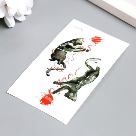 Tattoo on the body phosphorus "cat pranks" mix 6x10.5 cm-2