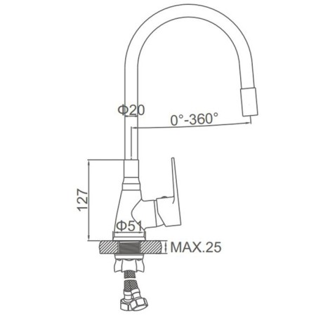 Accoona A4890G-5 kitchen mixer, single-leaf, flexible spout, white/chromium-5