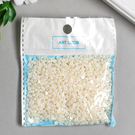 Decor for creativity plastic "Half of the pearl" set 20 g d = 0.3 cm-2