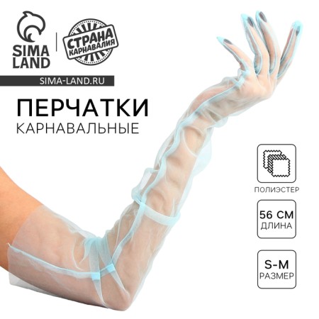 Carnival accessory- transparent gloves, blue color