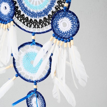 Dreams of Dreams from the evil eye 5 rings "Nazar" with feathers 20x55 cm-4