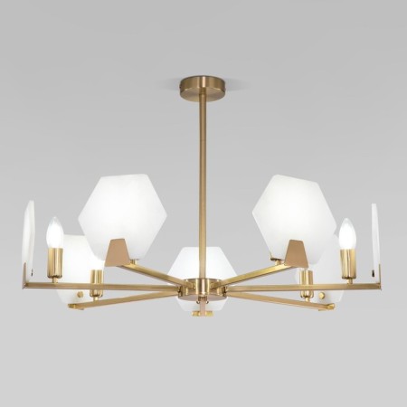 Ceiling Lamp EUROSVET MARBLE 60158/7, E14, 7x40W, 730x730 mm, brass color