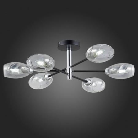 Ceiling EVOLUCE lamp. Sle155512-06. Gloa. 6x40 watts, E14, 68x68x22 cm, black color, chrome-2