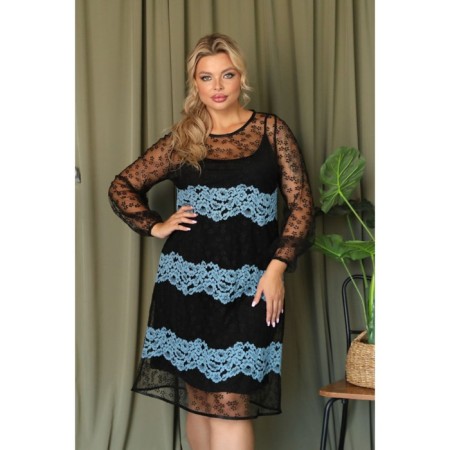 Women's dress, size 54, black color, blue-7